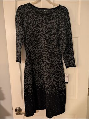 AB Studio Black & Gra Sweater Dress NWT